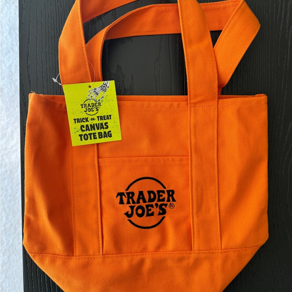 Trader Joe's Orange Canvas Mini Tote Bag NWT